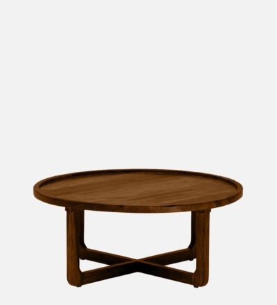 Vintage Round Coffee Table Sheesham Wood Provincial Teak Finish For Home - Image 4