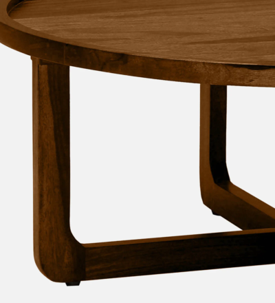 Vintage Round Coffee Table Sheesham Wood Provincial Teak Finish For Home - Image 7