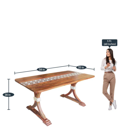 Dining Table Traditional Set with Four Handcrafted Wooden Chairs and Table - Image 3