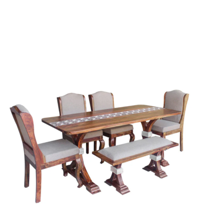 Elegance Wooden Dining Set for 6 with Comfortable Seating Options - Image 6
