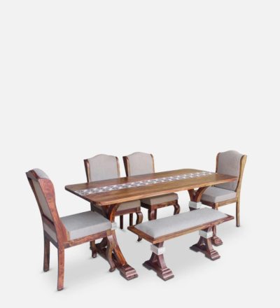 Elegance Wooden Dining Set for 6 with Comfortable Seating Options - Image 5