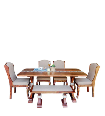 Elegance Wooden Dining Set for 6 with Comfortable Seating Options - Image 4