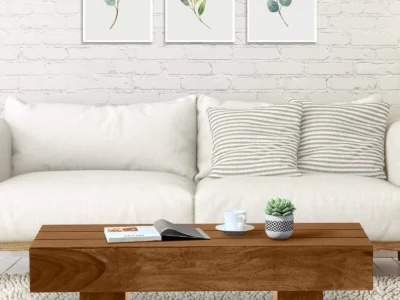 Compact wooden coffee table with storage drawer and industrial metal legs