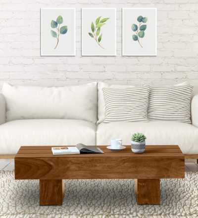Compact wooden coffee table with storage drawer and industrial metal legs