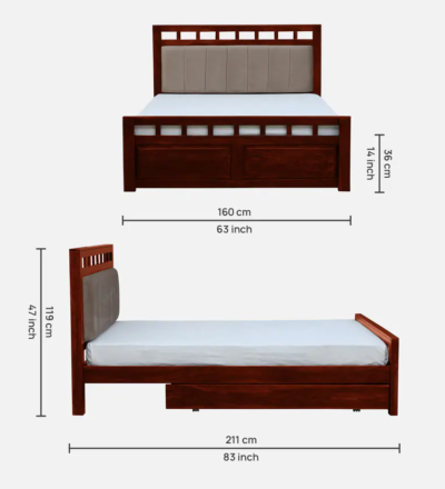 Classic Bedroom Wooden Bed with Headboard Design and Drawers Storage System - Image 3