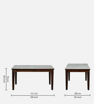 Sheesham Wood Dining Set 6 Seater with Strong Table Top and Fabric Cushions - Image 4