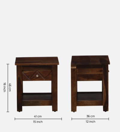 Nightstand Sheesham Wood with Decorative Drawer Handles and Soft-Close Mechanism - Image 3