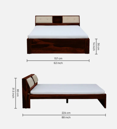 Coastal Sheesham Wood Bed With Headboard Storage By Sarve Furniture - Image 3