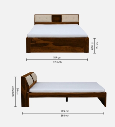Vintage Sheesham Wood Bed With Headboard Storage By Sarve Furniture - Image 3