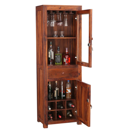 Indoor Bar Cabinet in Polished Sheesham Wood for Dining Room By Sarve Furniture - Image 7