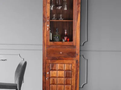 Dining room bar cabinet Wooden indoor bar furniture Bar unit for dining space Solid wood bar cabinet Home bar for indoor use Sheesham wood wine cabinet Elegant dining room furniture Handcrafted wooden bar unit Wooden liquor cabinet indoor Premium Sheesham bar cabinet