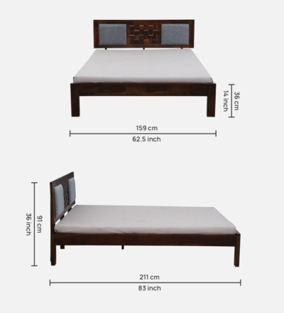 Elegant Sheesham Wood Bed Without Storage By Sarve Furniture - Image 3