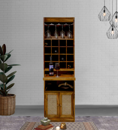 Stylish Bar Cabinet with Lockable Doors and Adjustable Interior Shelves
