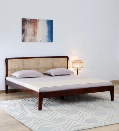 Heritage carved wooden bed Wooden bed without storage Sarve Furniture no storage bed Handcrafted wooden bed frame