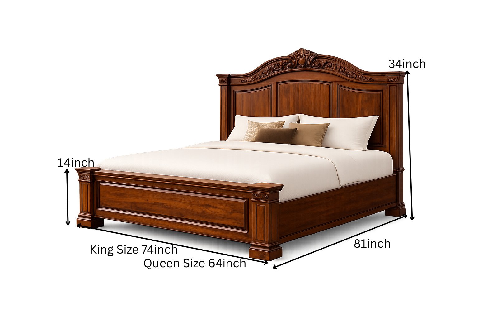 Solid Sheesham WoodSolid Sheesham Wood King Size Luxury Bed with Finishing - Image 2