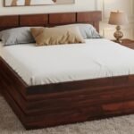 Elegance solid sheesham wood luxury king size bed with storage for premium master bedroom