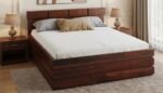 Elegance solid sheesham wood luxury king size bed with storage for premium master bedroom