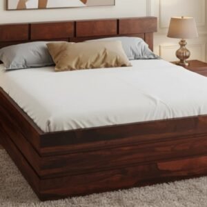 Elegance solid sheesham wood luxury king size bed with storage for premium master bedroom