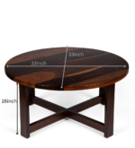 Heritage smart solid sheesham wood coffee table with hidden seating stools - Image 11