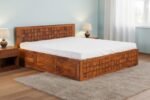 Heritage Solid Sheesham Wood Designer Bed With Storage - Image 3