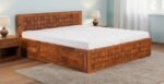 Heritage solid sheesham wood designer king size bed with storage for luxury bedroom