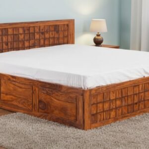 Heritage solid sheesham wood designer king size bed with storage for luxury bedroom