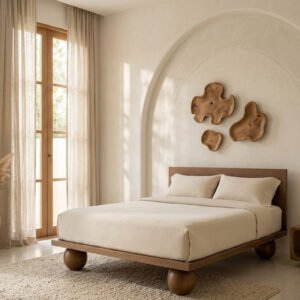 Heritage solid sheesham wood designer bed for luxury bedroom interior