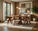 Maharaja CaneCraft Solid Sheesham Wood Round 6 Seater Dining Set for Dining Room