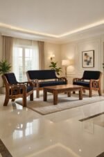 Maharaja Classic Premium Solid Sheesham Wooden Sofa Set for Living Room