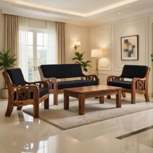 Maharaja Classic Premium Solid Sheesham Wooden Sofa Set for Living Room