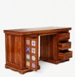 Maharaja Heritage Solid Wood Study Table with Royal Drawer Storage - Image 3