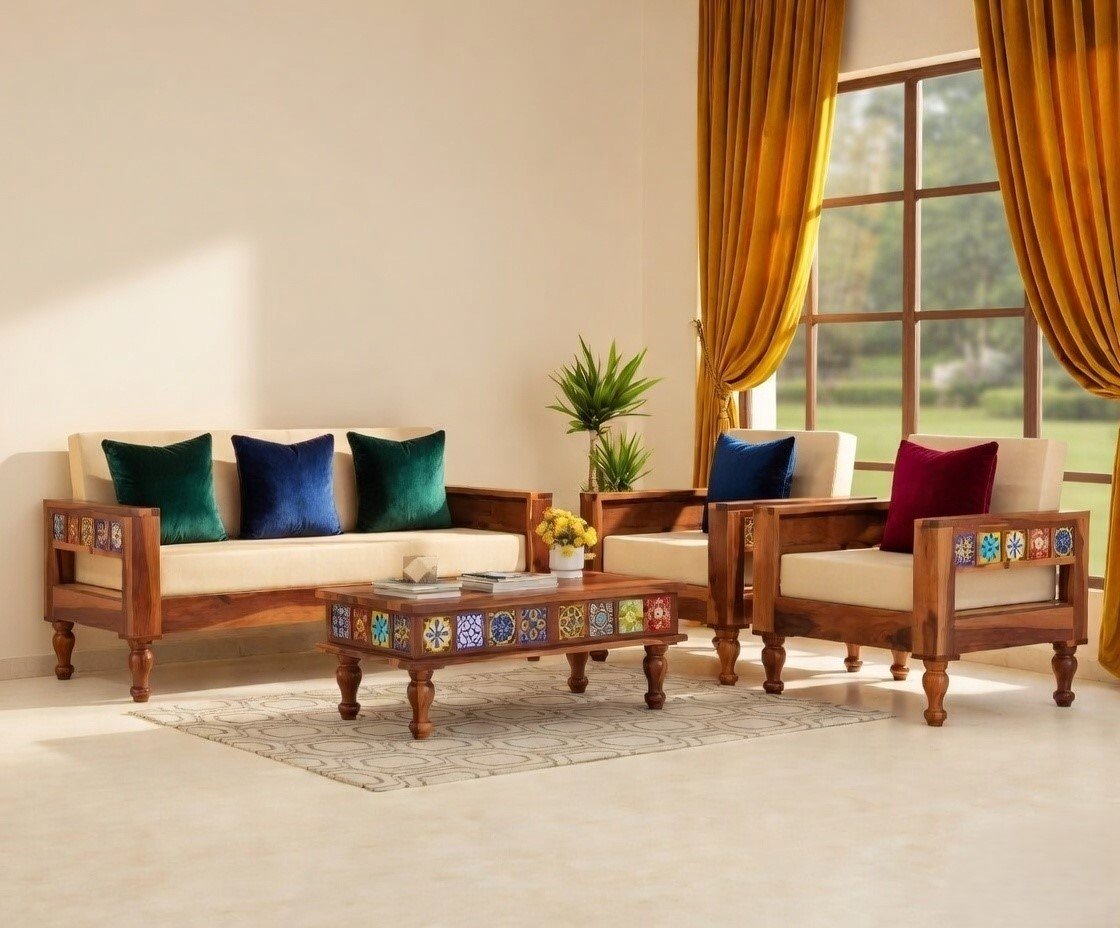 Maharaja Solid Sheesham Wood Luxury Sofa Set with Modern Finish by Sarve Furniture Maharaja Solid Sheesham Wood Luxury Sofa Set with Modern Finish by Sarve Furniture