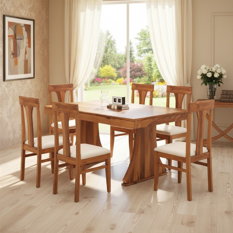 Rajsi-Comfort-Solid-Sheesham-Wood-Dining-Set-Sarve-Furniture Rajsi Comfort Solid Sheesham Wood Dining Set with Premium Seating by Sarve Furniture