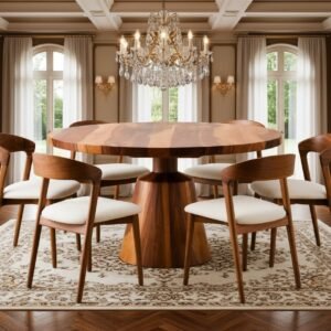 Rajsi Elegance Solid Sheesham Wood Dining Table Set with Classic Finish by Sarve Furniture
