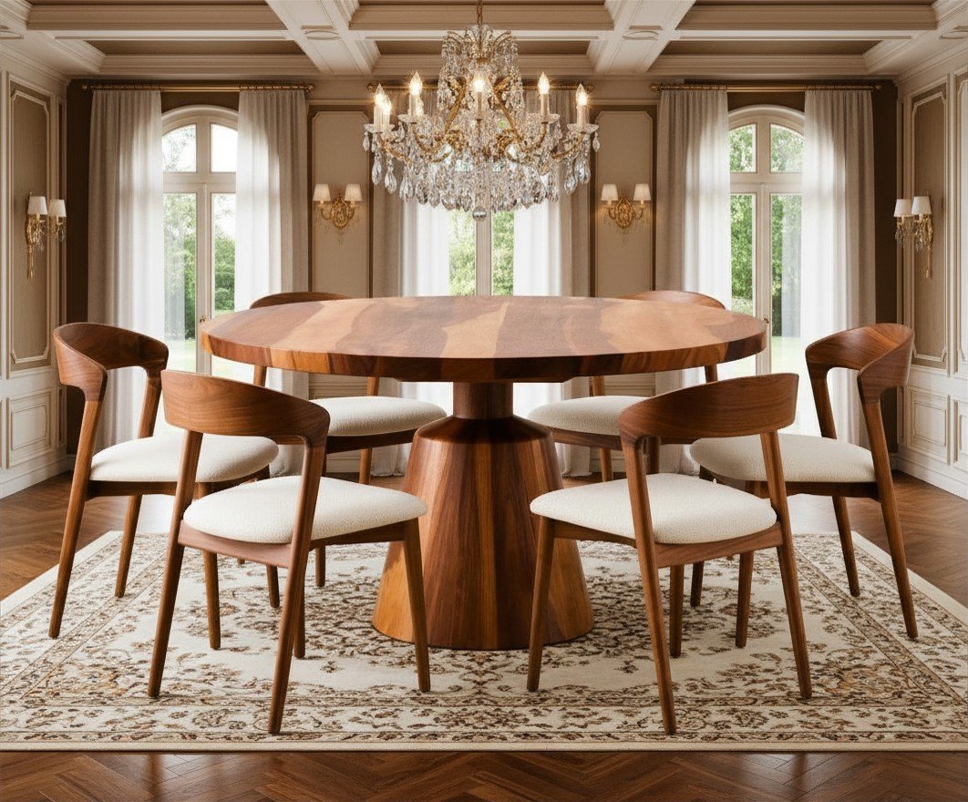 Solid Sheesham Wood Dining Table Set - Rajsi Elegance | Sarve Furniture Rajsi Elegance Solid Sheesham Wood Dining Table Set with Classic Finish by Sarve Furniture