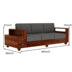 Royal Haven Solid Sheesham Wood Designer Sofa Set With Storage Armrests - Image 8