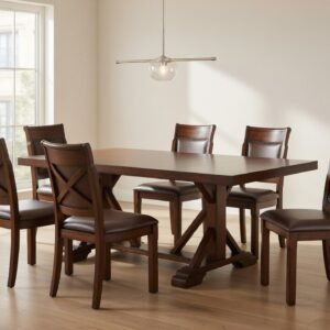 Royal SlatCraft Solid Sheesham Wood Designer 6 Seater Dining Set with Finish for Home