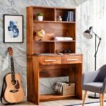 Solid Sheesham Wood Study Desk with Heritage Storage Cabinet for Home Office