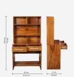 Solid Sheesham Wood Study Desk with Heritage Storage Cabinet - Image 6