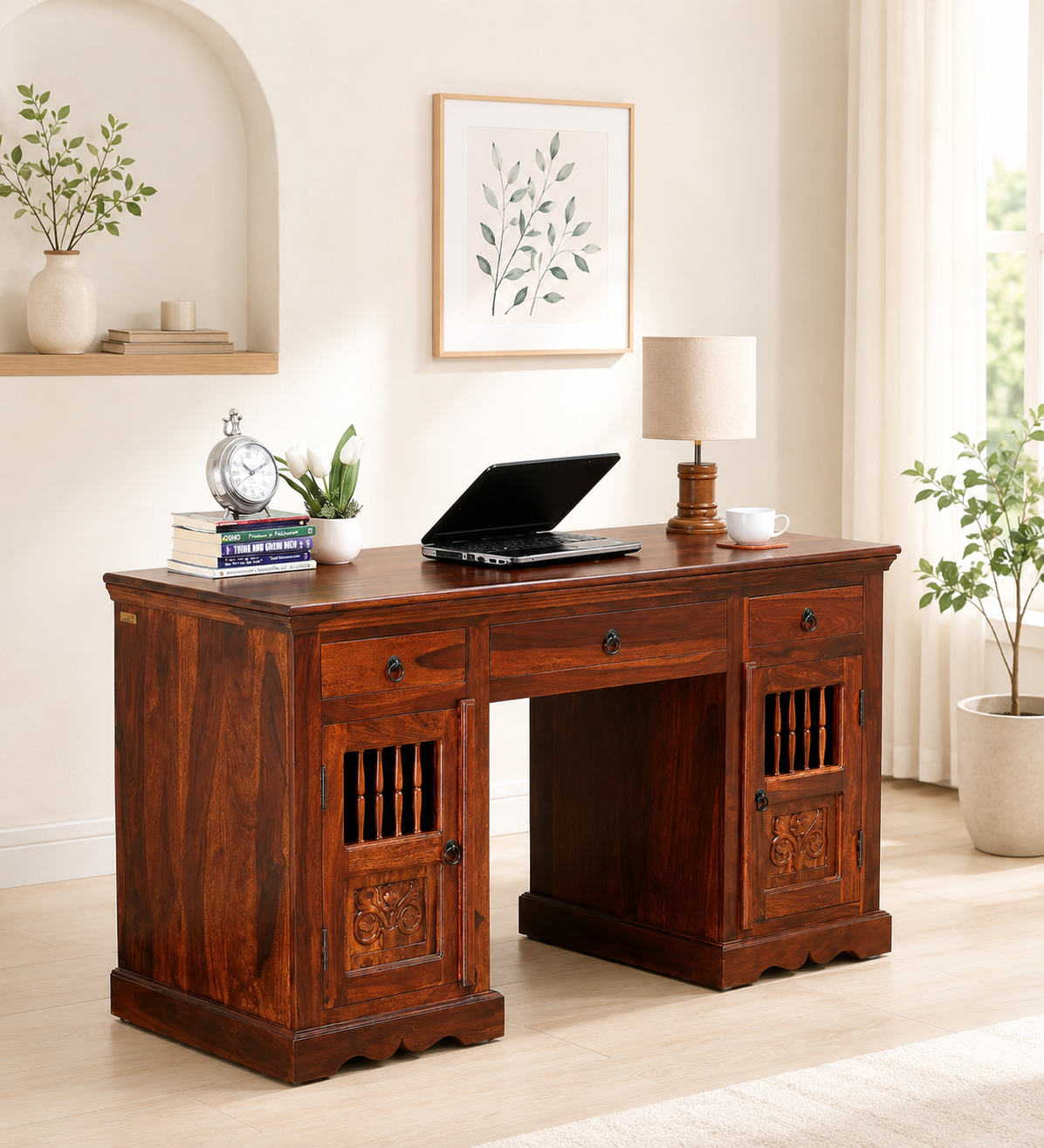 Aldervane Solid Wood Study Table With Elegant Workstation Design (1) Aldervane Solid Wood Study Table With Elegant Workstation Design - Image 1