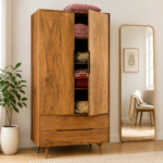 Alderwood Solid Wood Wardrobe with Elegant Panelled Front