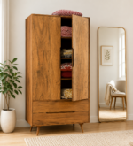 Alderwood Solid Wood Wardrobe with Elegant Panelled Front