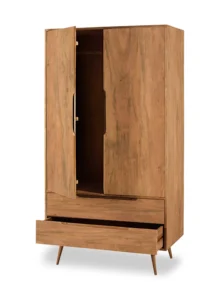 Alderwood Solid Wood Wardrobe with Elegant Panelled Front - Image 2