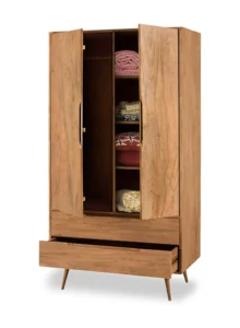 Alderwood Solid Wood Wardrobe with Elegant Panelled Front - Image 3