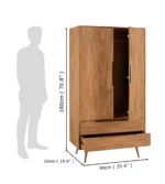 Alderwood Solid Wood Wardrobe with Elegant Panelled Front - Image 5