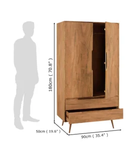 Alderwood Solid Wood Wardrobe with Elegant Panelled Front - Image 5