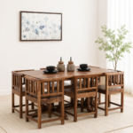 Aurevyn Solid Wood 6 Seater Dining Table Set
