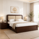 Aurevyn Solid Wood Queen Size Bed With Spacious Storage