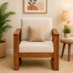 Avenor Sheesham Wood Accent Sofa in Warm Wooden Finish