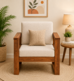 Avenor Sheesham Wood Accent Sofa in Warm Wooden Finish